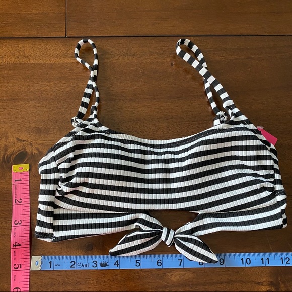 Juniors' Ribbed Tie-Front Bralette Swim Top - Picture 4 of 7